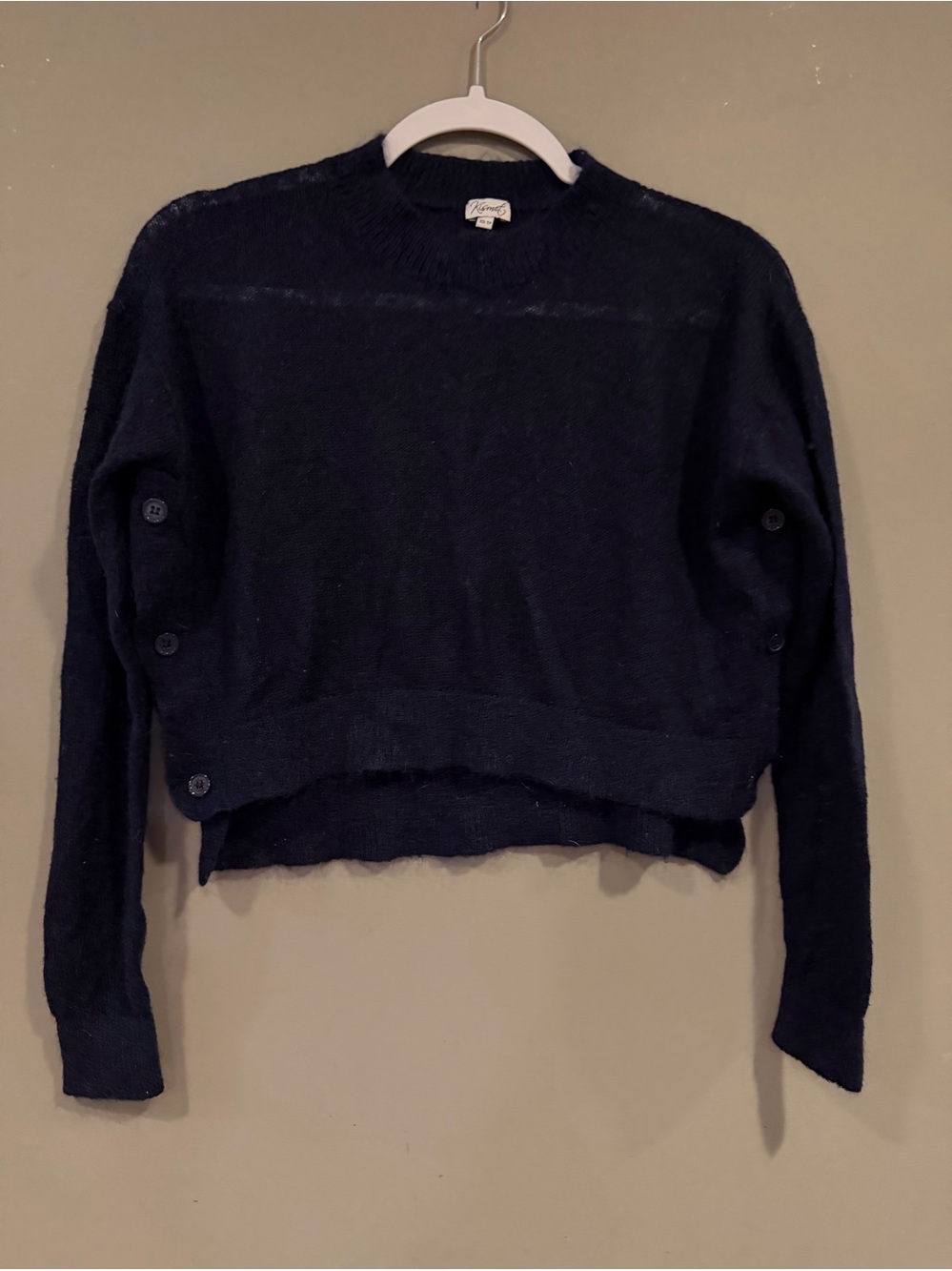 Dark Navy Button-Side Women's Sweater